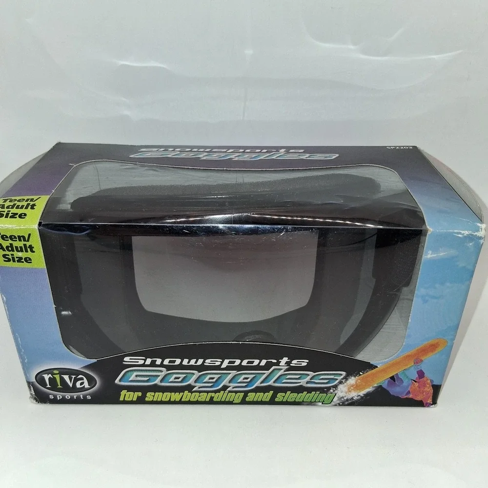 Riva Snowsport Goggles UV400 Polycarbonate Lens, Black Ski Snowboard Sled